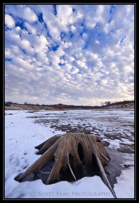 Stumped Landscape photograph of Carnhan Creek on Tuttle Creek Lake, Kansas