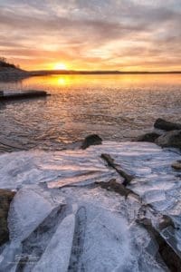 Freezing Over Sunset at Tuttle Creek Lake
