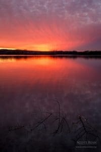 A sunset at the River Ponds of Tuttle Creek Lake.